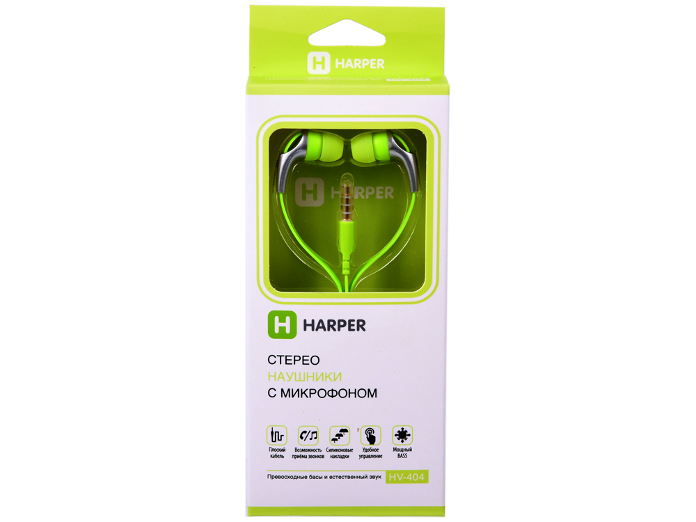 

Гарнитура HARPER HV-404 Green Проводные / Внутриканальные с микрофоном / 20 ~ 20 кГц / 103 дБ / Двустороннее / miniJack 3.5 мм