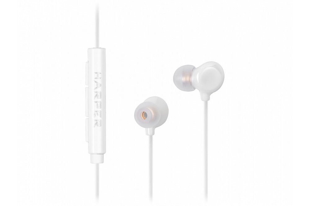 Наушники (гарнитура) Harper HV-802 White Проводные / Внутриканальные с микрофоном / Белый / 20 Гц - 20 кГц / 96 дБ / Mini-jack / 3.5 мм