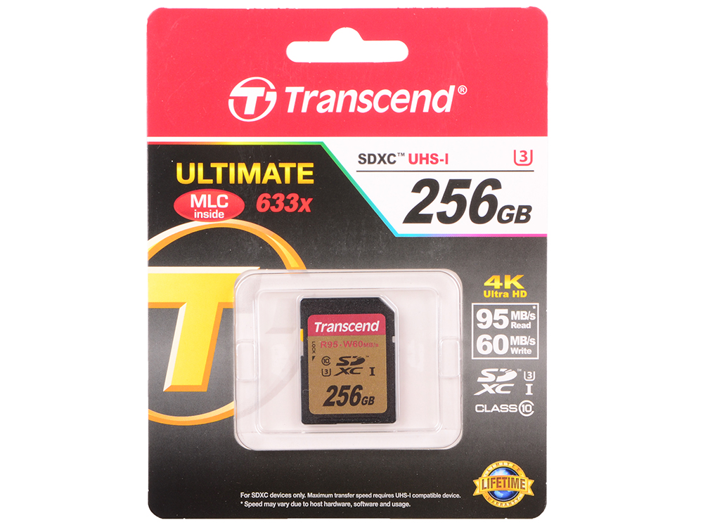 

SDXC Transcend 256GB Class10 UHS-I U3 (TS256GSDU3)