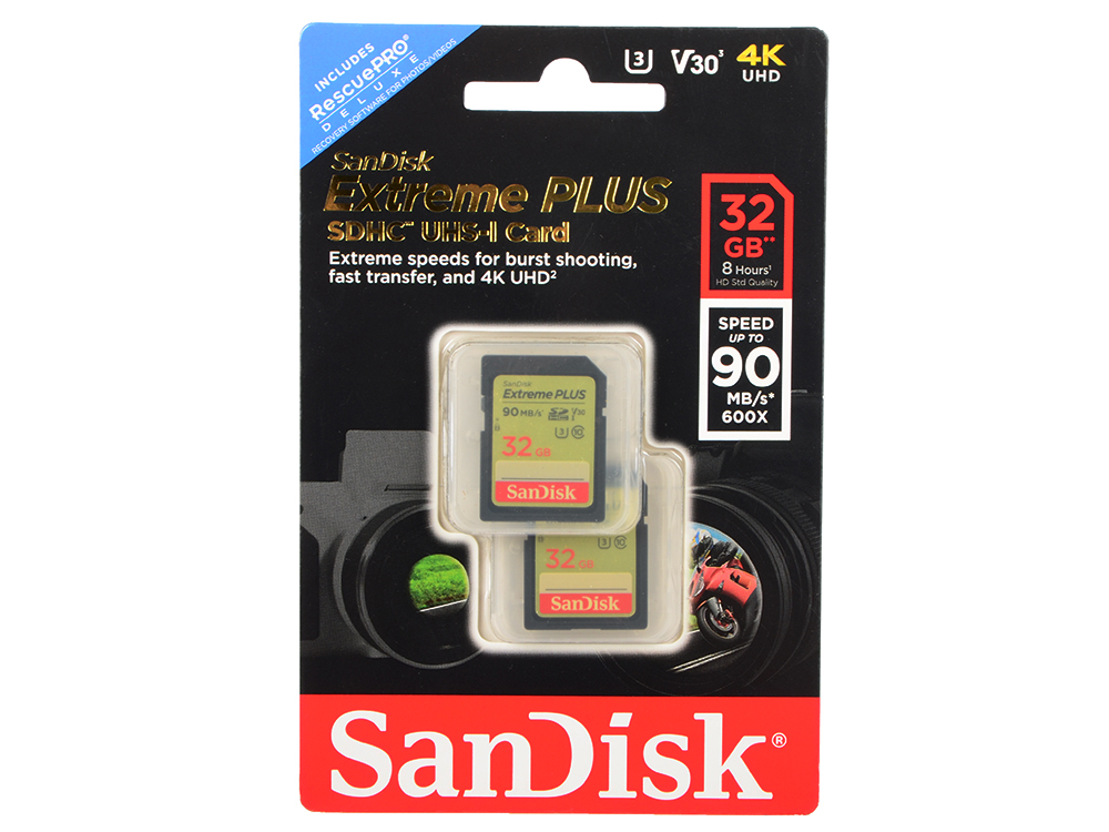 

Карта памяти SDHC 32Gb Class 10 Sandisk SDSDXWF-032G-GNCI2 2шт