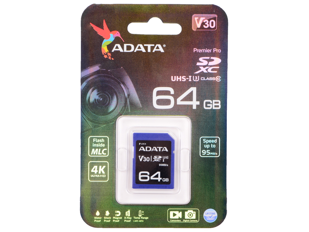 

Карта памяти 64GB Premier Pro SDXC UHS-I U3 Class 10 (V30S) 100/60MB/s