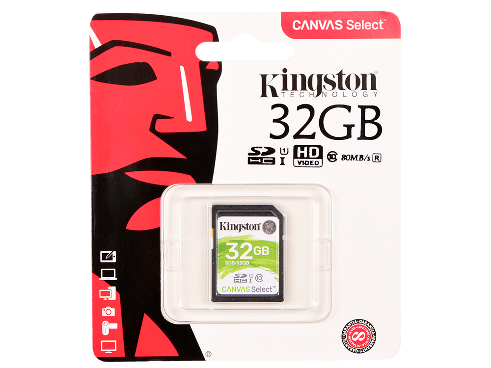 

Карта памяти SDHC 32Gb Class10 Kingston UHS-I Canvas Select (SDS/32GB)