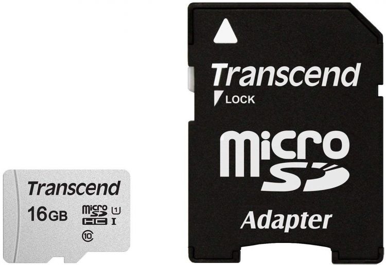 Карта памяти microSDHC 16Gb Class10 Transcend TS16GUSD300S-A + adapter