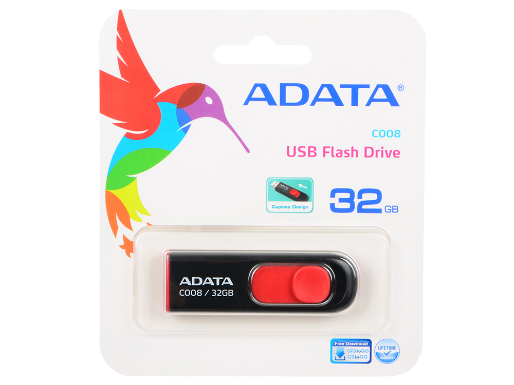 

Внешний накопитель 32GB USB Drive (USB 2.0) A-data C008 Black Red