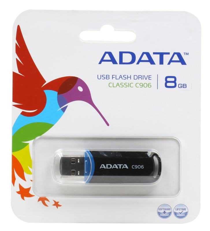 USB флешка ADATA C906 Black 8Gb (AC906-8G-RBK) USB 2.0 / 15 Мб/с / 5 Мб/с