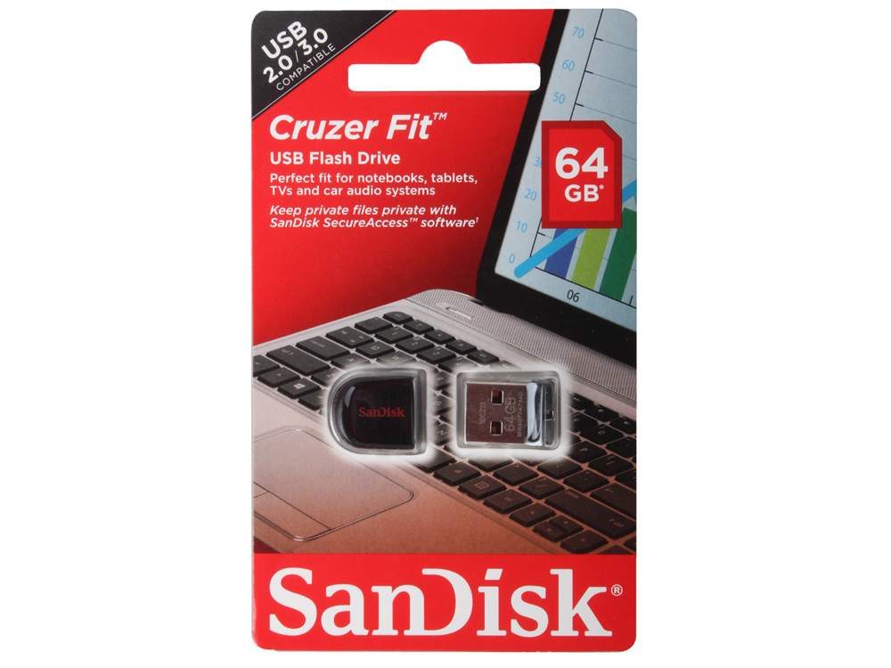 USB флешка SanDisk Cruzer Fit 64GB SDCZ33-064G-B35)