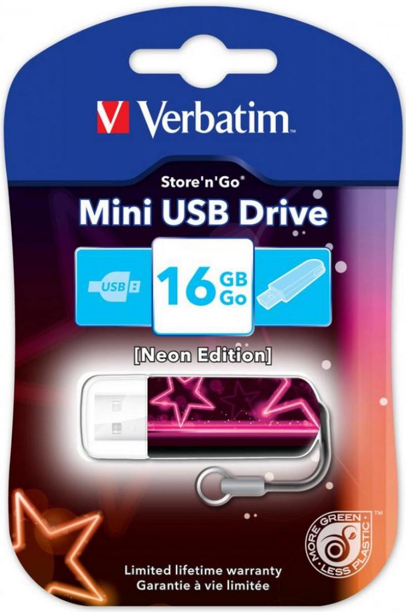 

Флешка USB 16Gb Verbatim Mini Neon Edition 49396 USB розовый
