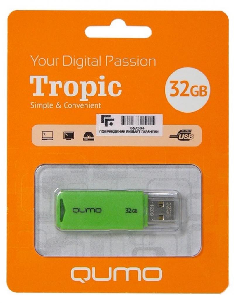 

USB флешка QUMO Tropic 32Gb Green (QM32GUD-TRP-Green) USB 2.0