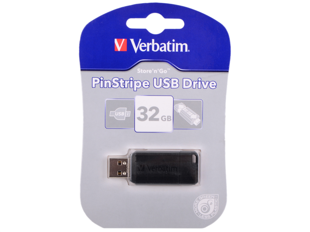 

USB флешка Verbatim Store 'n' Go PinStripe 32Gb Black (49064) USB 2.0 / 8 Мб/с / 2,5 Мб/с