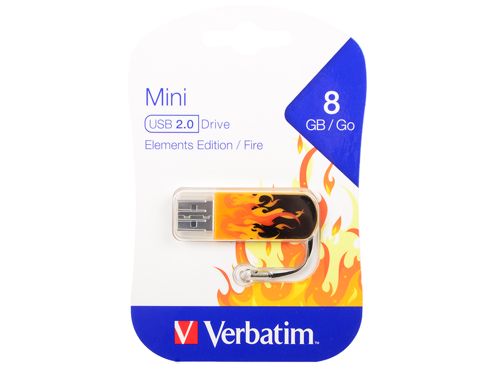 

Флешка USB 8Gb Verbatim Store 'n' Go Mini ELEMENTS EDITION 98158 USB2.0 Fire