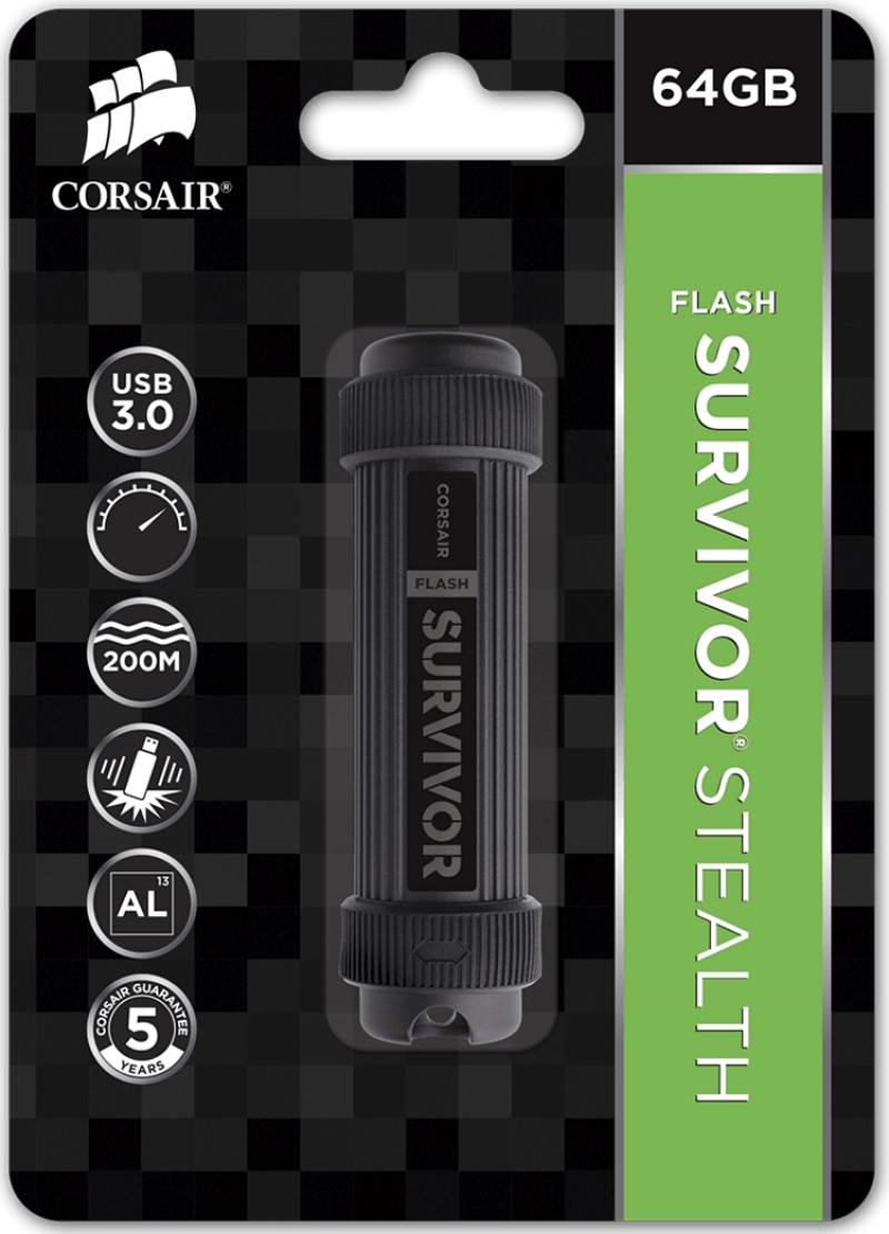 

Флешка USB 64Gb Corsair Survivor Stealth CMFSS3B-64GB черный