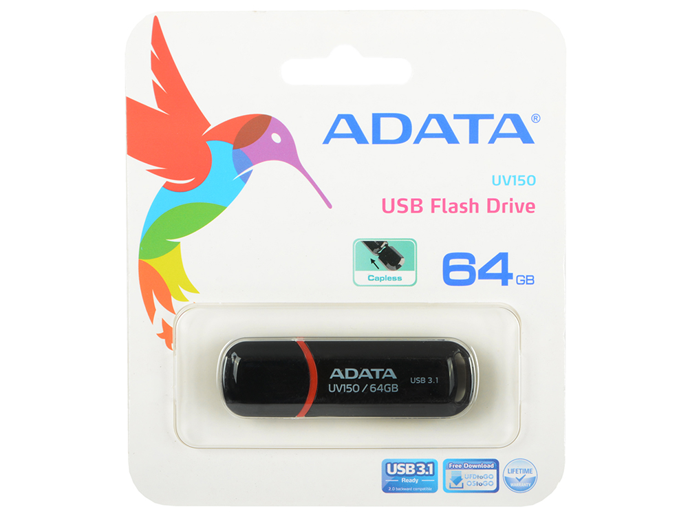 Флешка USB 64Gb A-Data UV150 USB3.0 AUV150-64G-RBK черный USB 3.0
