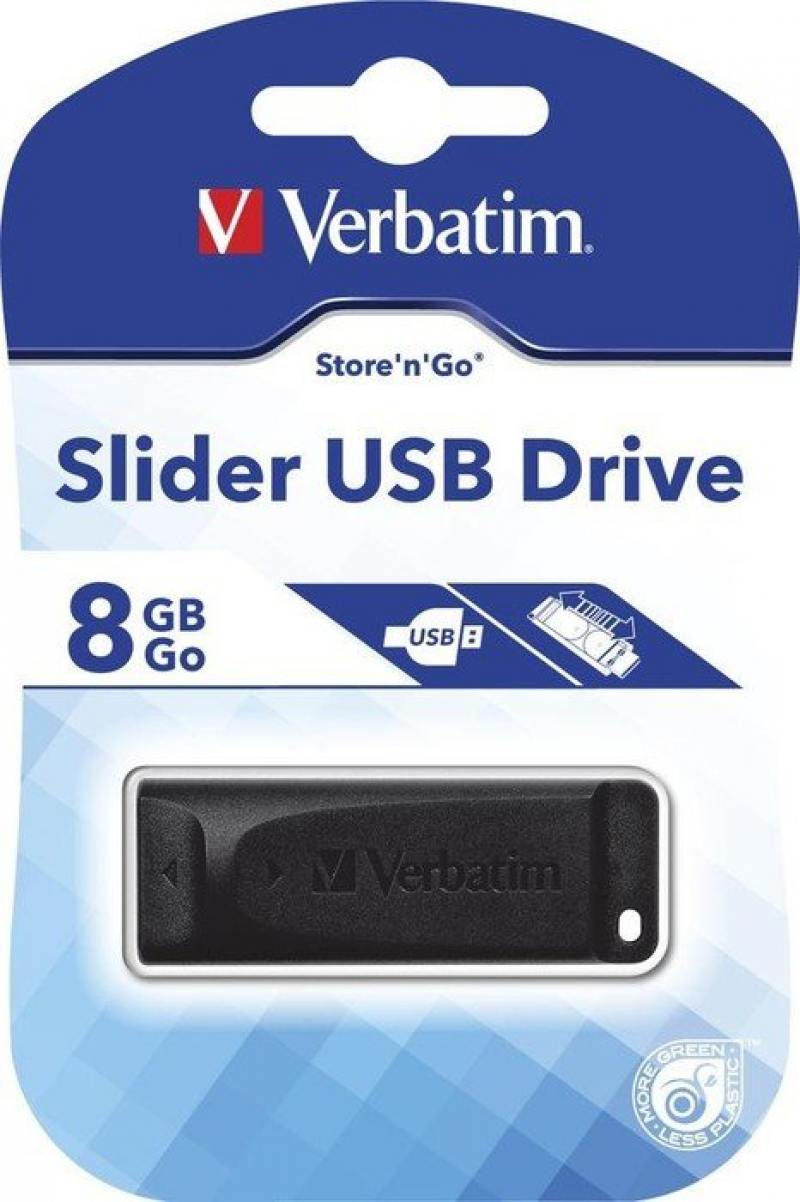 

USB флешка Verbatim Store n Go Slider 8Gb Black (98695) USB 2.0 / 10 Мб/с / 4 Мб/с