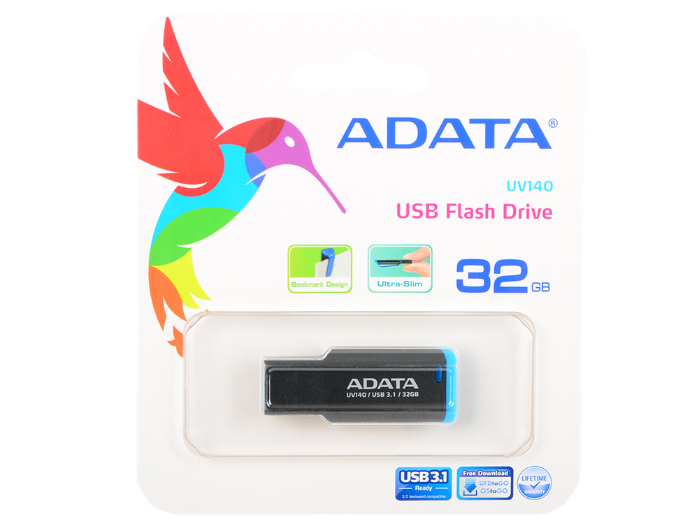

USB флешка A-Data UV140 32GB Black Blue (AUV140-32G-RBE) USB 3.0