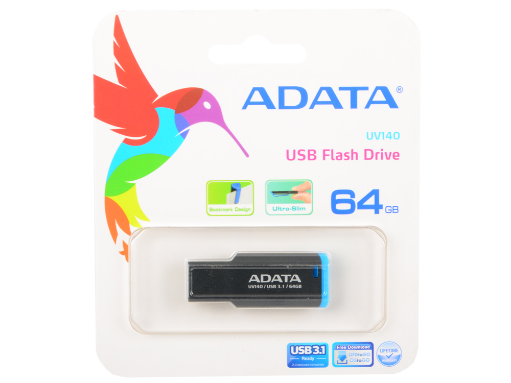 

USB флешка A-Data UV140 64GB Black Blue (AUV140-64G-RBE) USB 3.0