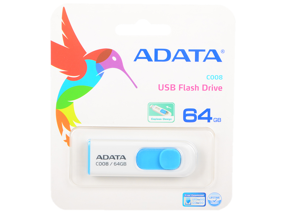 

Флешка USB 64Gb A-Data C008 USB2.0 AC008-64G-RWE белый USB 2.0