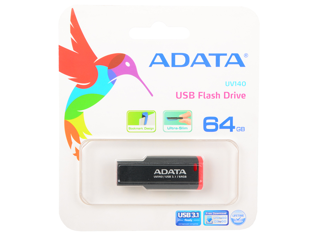 

USB флешка A-Data UV140 64GB Black Red (AUV140-64G-RKD) USB 3.0