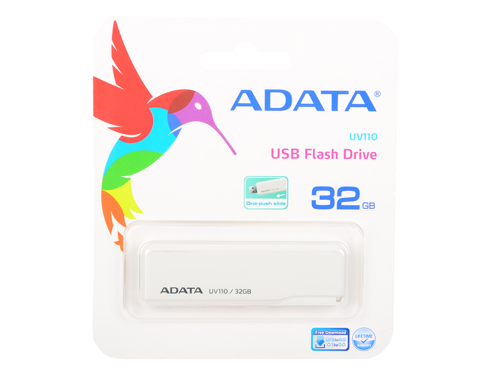 

USB флешка A-Data UV110 32GB White (AUV110-32G-RWH) USB 2.0 / 15 МБ/cек / 5 МБ/cек