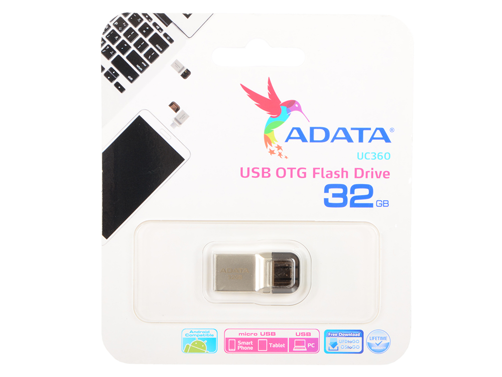 

USB флешка ADATA UC360 32Gb Gold (AUC360-32G-RGD) USB 3.0/microUSB / 135 Мб/с / 35 Мб/с