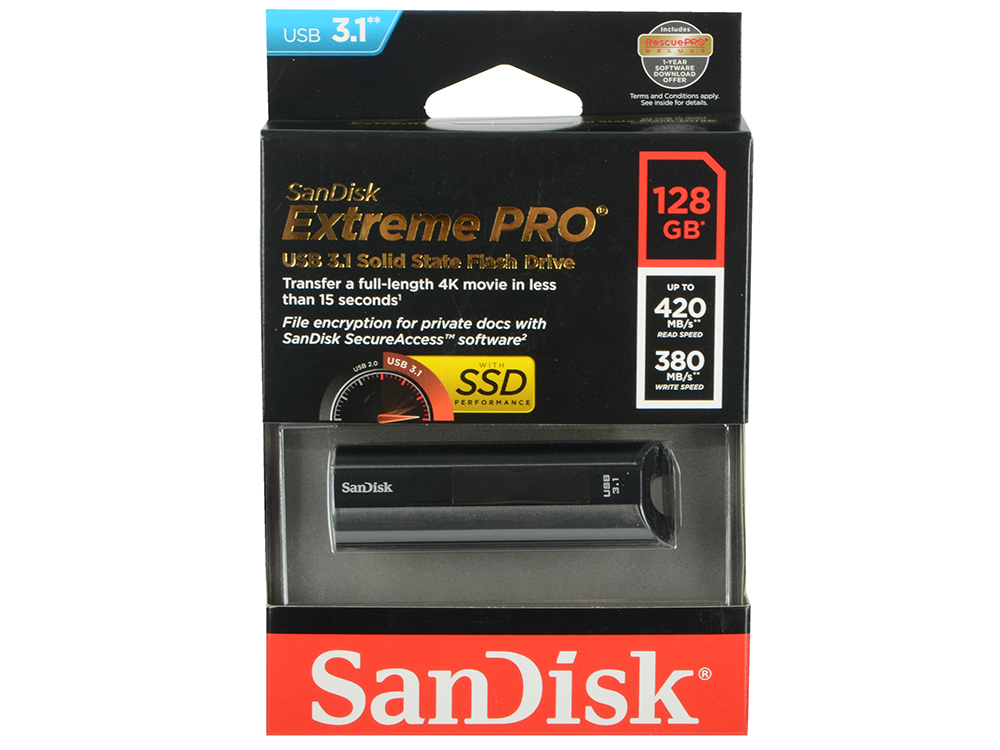 

Флешка USB 128Gb SanDisk CZ880 Cruzer Extreme Pro SDCZ880-128G-G46 черный