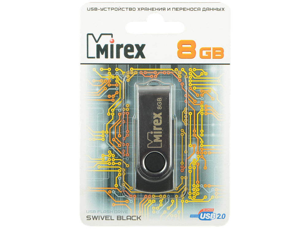 

USB флешка Mirex Swivel 8GB Black (13600-FMURUS08) USB 2.0