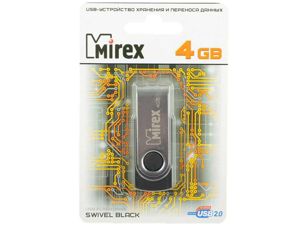 

USB флешка Mirex Swivel 4GB Black (13600-FMURUS04) USB 2.0