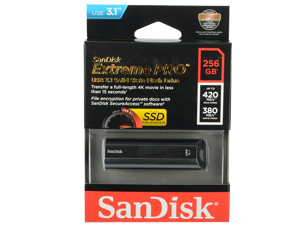 

Флешка USB 256Gb Sandisk CZ880 Cruzer Extreme Pro SDCZ880-256G-G46 черный USB 3.1