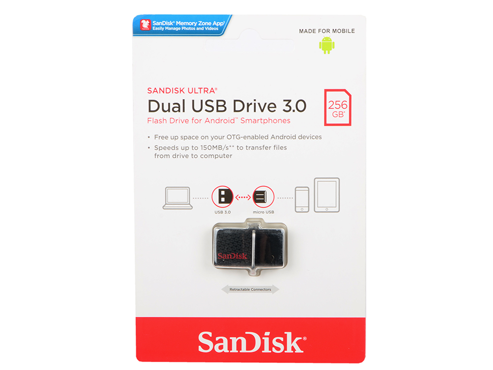 

Флешка USB 256Gb Sandisk Ultra Android Dual USB SDDD2-256G-GAM46 черный