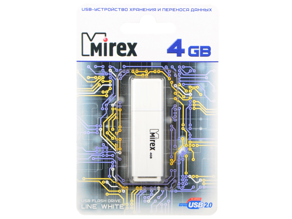 

USB флешка Mirex Line 4GB White (13600-FMULWH04) USB 2.0 / 18 Мб/сек / 7 Мб/сек