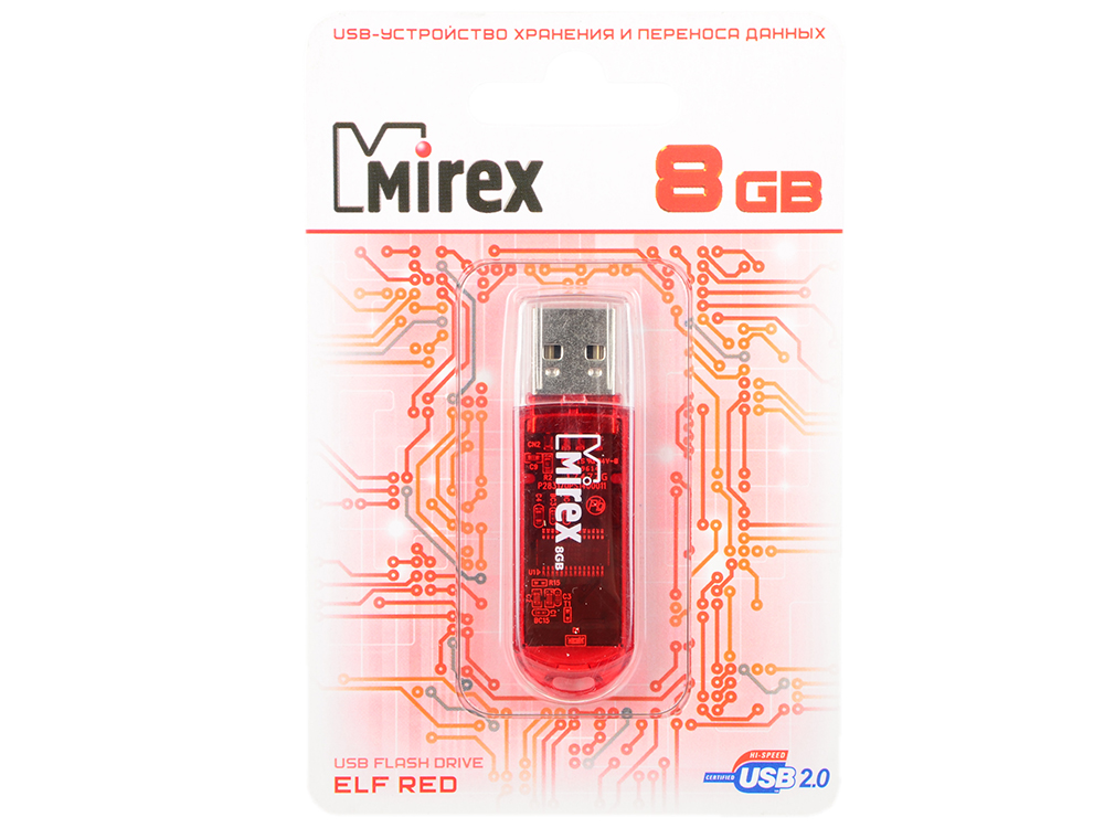 

USB флешка Mirex Elf Red (13600-FMURDE08) USB 2.0