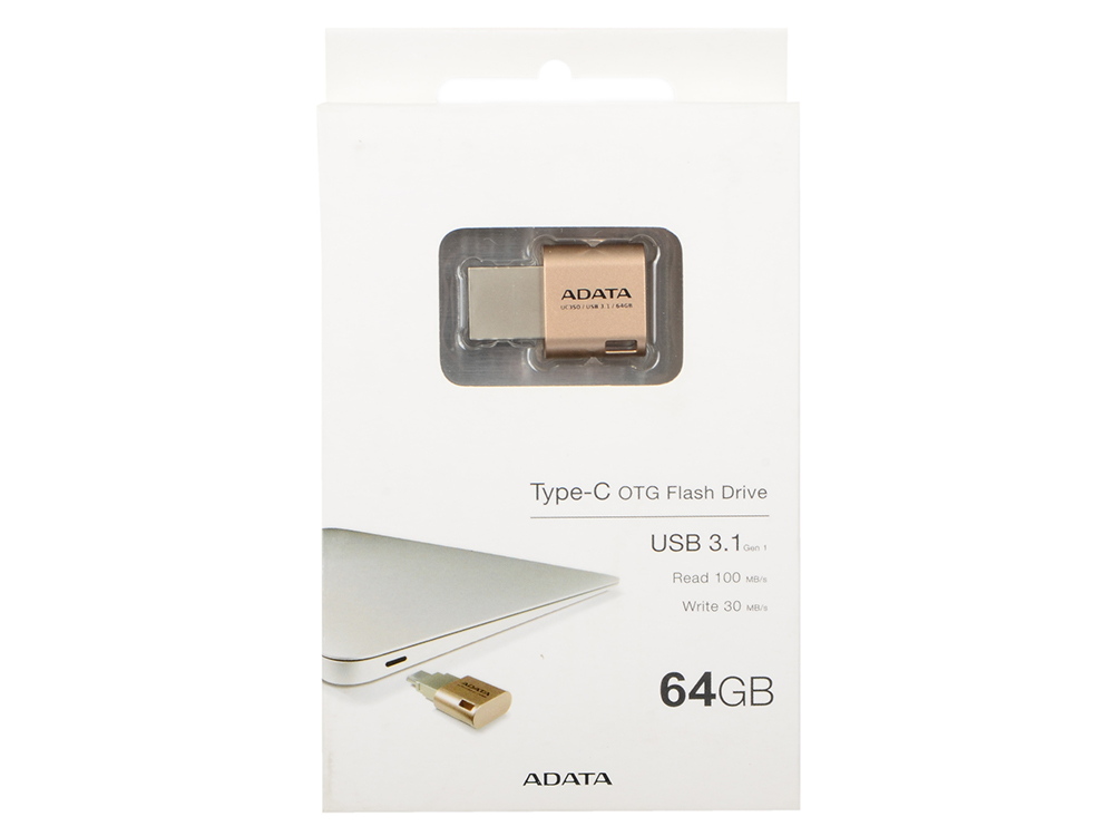 

USB флешка ADATA Choice UC350 64Gb (AUC350-64G-CGD) USB 3.0/microUSB Type-C / 100 Мб/с / 30 Мб/с