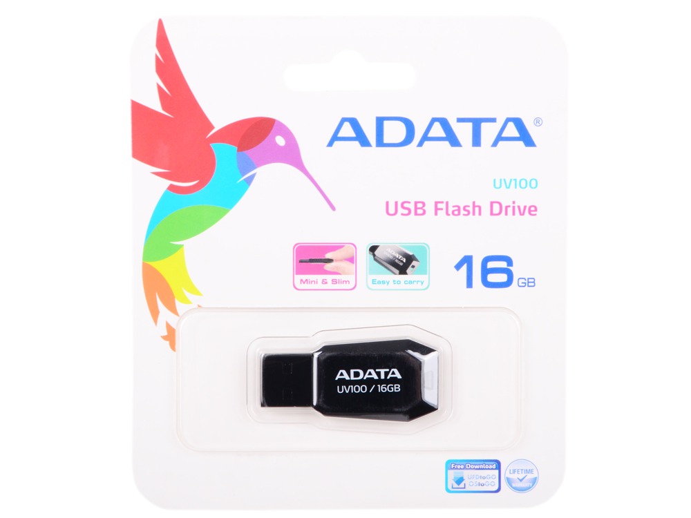 

USB флешка A-Data UV100 16GB Black (AUV100-16G-RBK) USB 2.0 / 15 МБ/cек / 5 МБ/cек