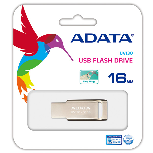 

USB флешка ADATA UV130 16GB Gold AUV130-16G-RGD USB 2.0 / 20 МБ/cек / 11 МБ/cек