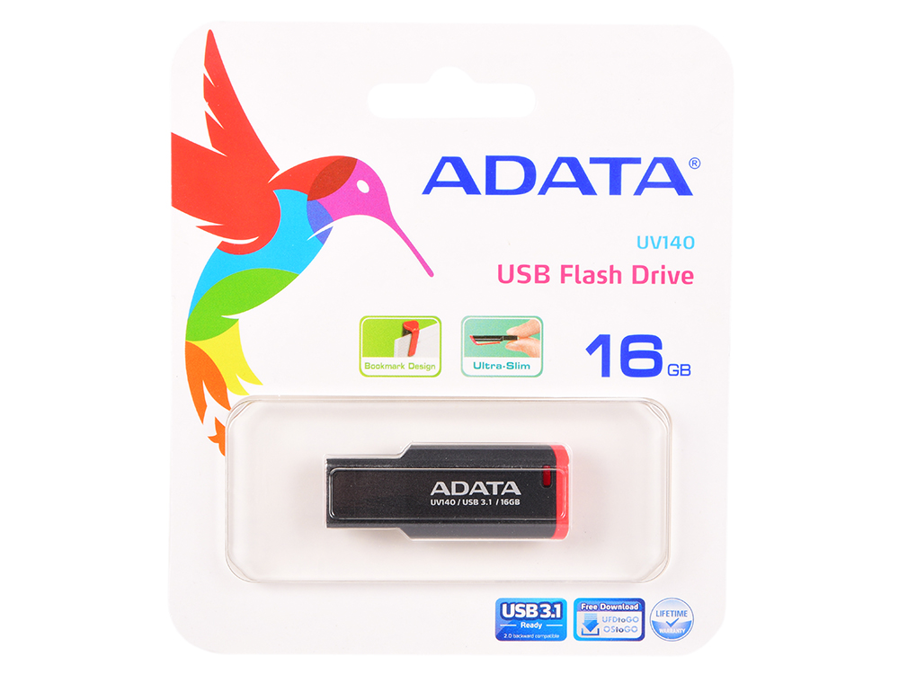 

USB флешка A-Data UV140 16GB Black Red (AUV140-16G-RKD) USB 3.0