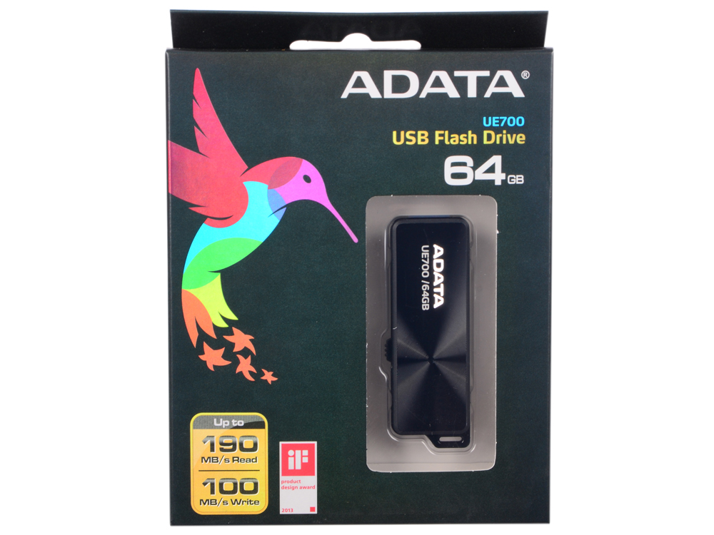 

USB флешка ADATA UE700 64Gb Black (AUE700-64G-CBK) USB 3.0 / 200 МБ/cек / 100 МБ/cек