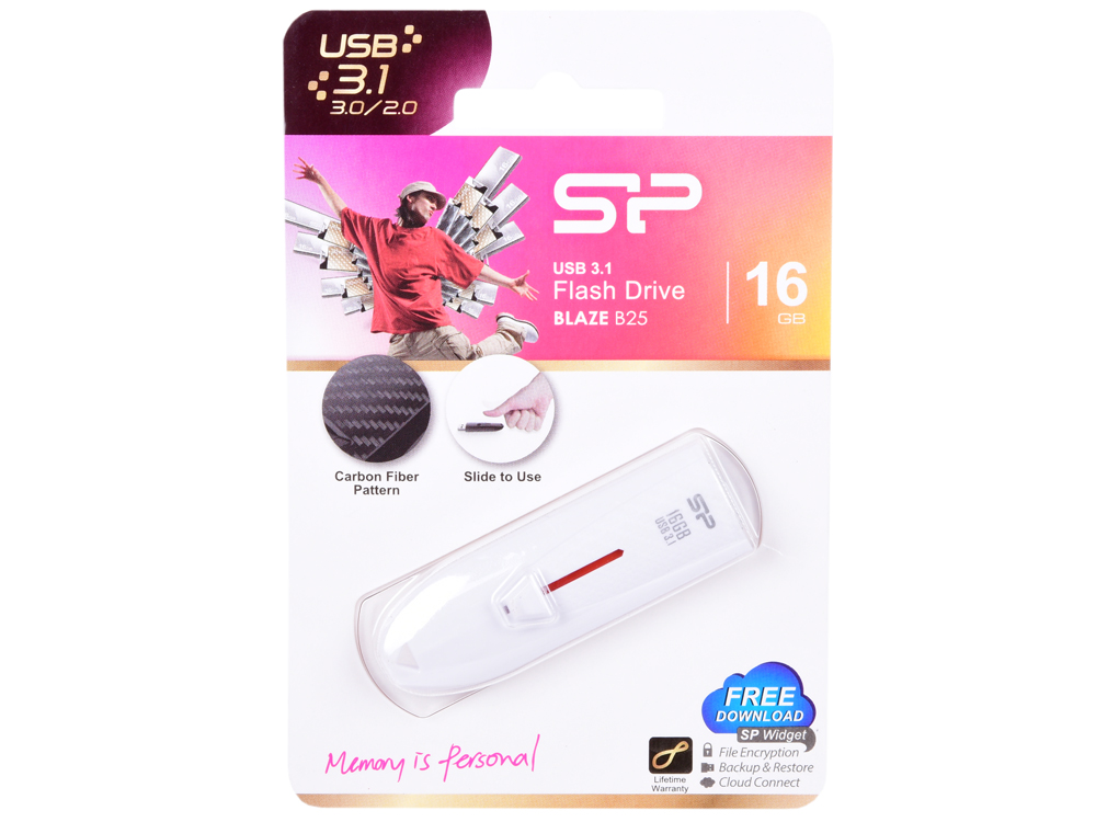 

USB флешка Silicon Power Blaze B25 16Gb White (SP016GBUF3B25V1W) USB 3.1
