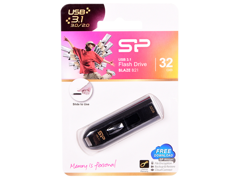 USB флешка Silicon Power Blaze B21 32GB Black (SP032GBUF3B21V1K) USB3.0