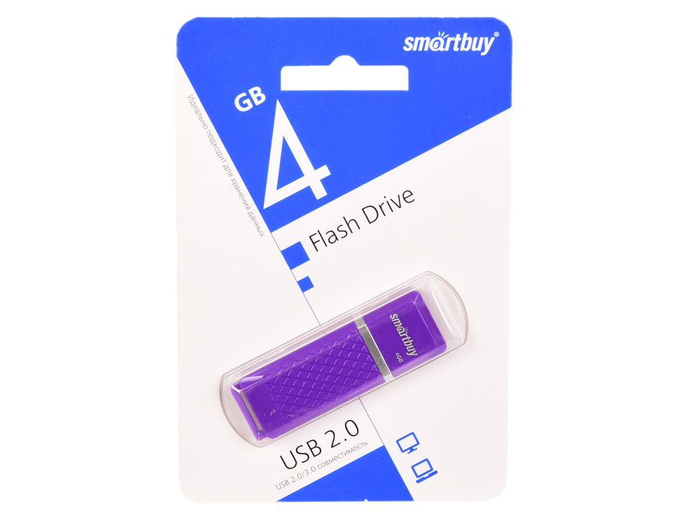 

USB флешка Smartbuy Quartz series 4Gb Violet (SB4GBQZ-V) USB 2.0 / 15 МБ/cек / 5 МБ/cек