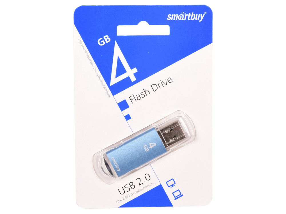 

USB флешка Smartbuy V-Cut 4Gb Blue (SB4GBVC-B) USB 2.0 / 15 МБ/cек / 5 МБ/cек