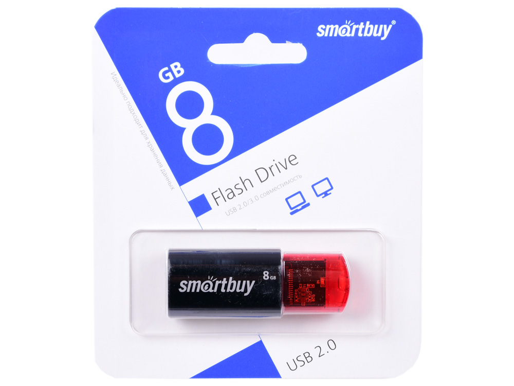 

USB флешка Smartbuy Click 8Gb (SB8GBCI-K) USB 2.0 / 15 Мб/с / 5 Мб/с