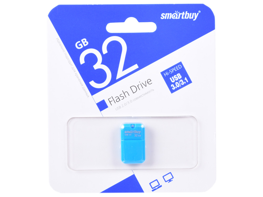 

USB флешка SmartBuy ART 32GB Blue (SB32GBAB-3) USB 3.0 / 45 Мб/с / 12 Мб/с