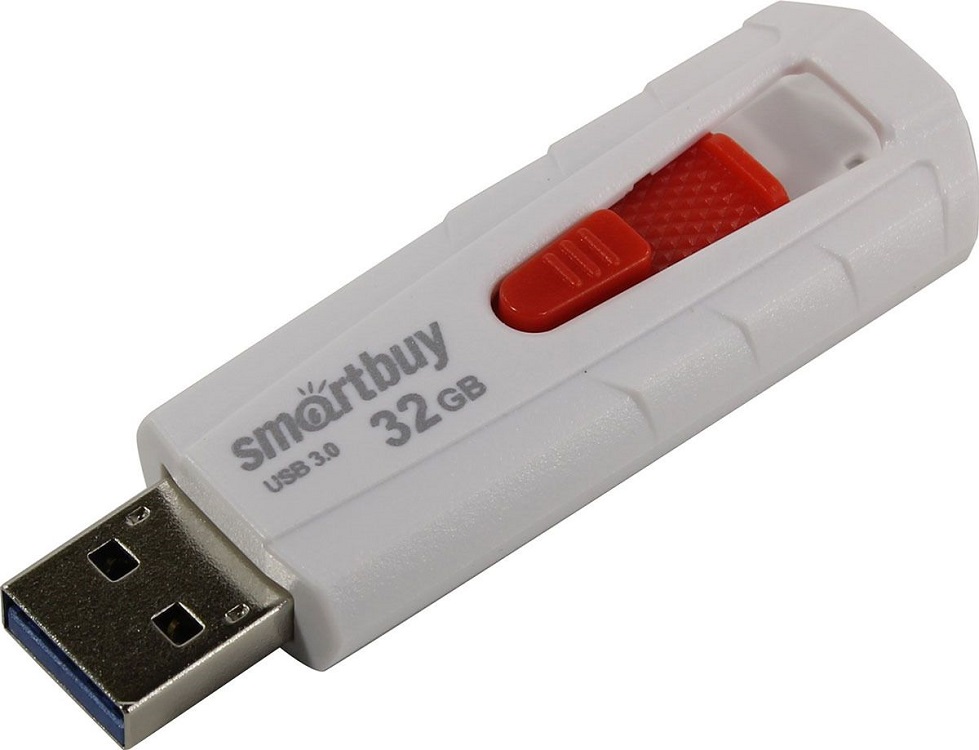 

USB флешка Smartbuy IRON 32Gb White/Red (SB32GBIR-W3) USB 3.0 / 45 МБ/cек / 12 МБ/cек