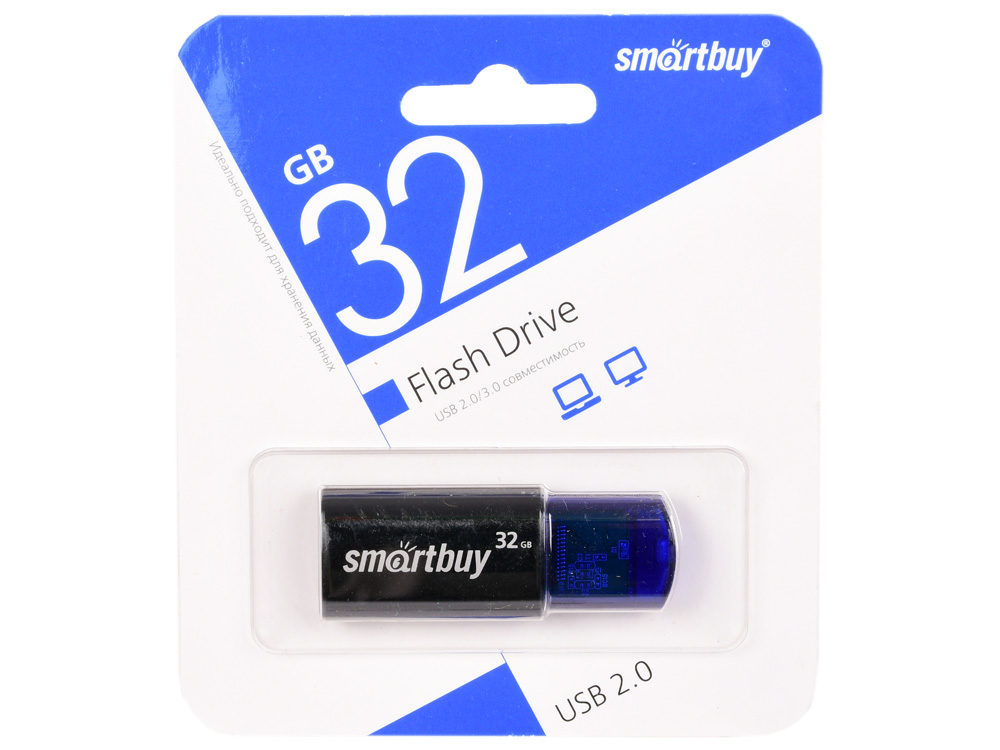 

USB флешка Smartbuy Click 32Gb Blue (SB32GBCL-B) USB 2.0 / 15 МБ/cек / 5 МБ/cек