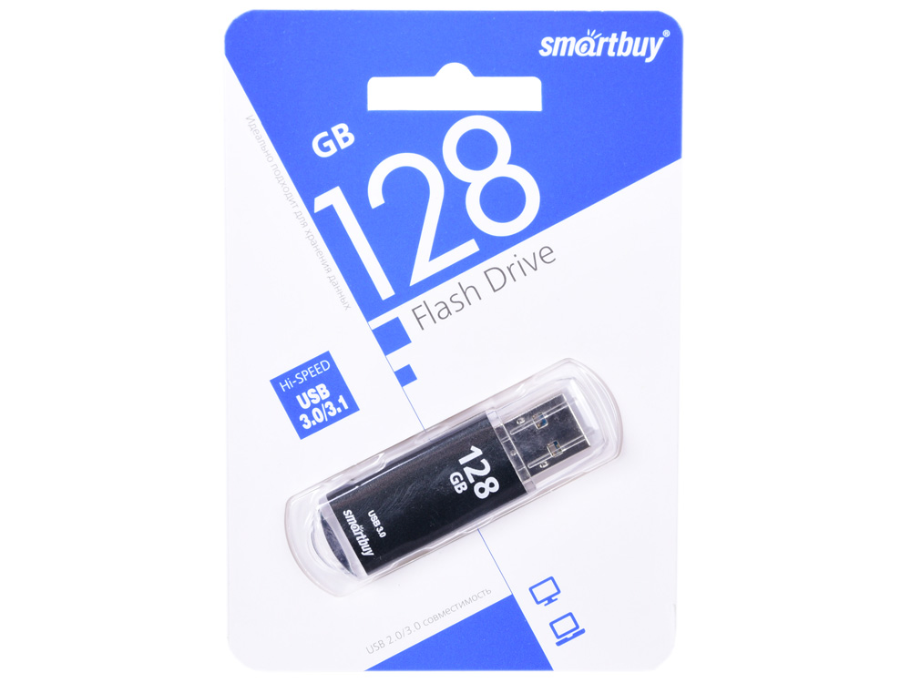 

USB флешка SmartBuy V-Cut 128GB Black (SB128GBVC-K3) USB 3.0 / 35 МБ/cек / 19 МБ/cек