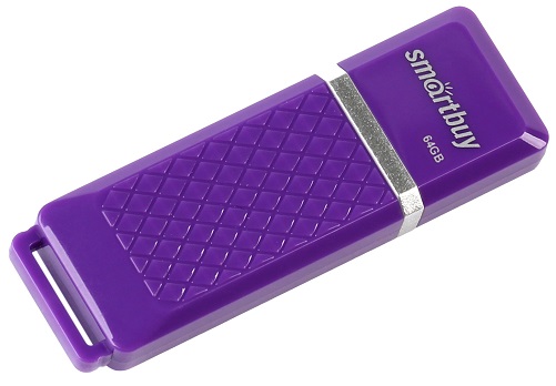 

USB флешка Smartbuy Quartz 64Gb Purple (SB64GBQZ-V) USB 2.0 / 15 Мб/с / 5 Мб/с