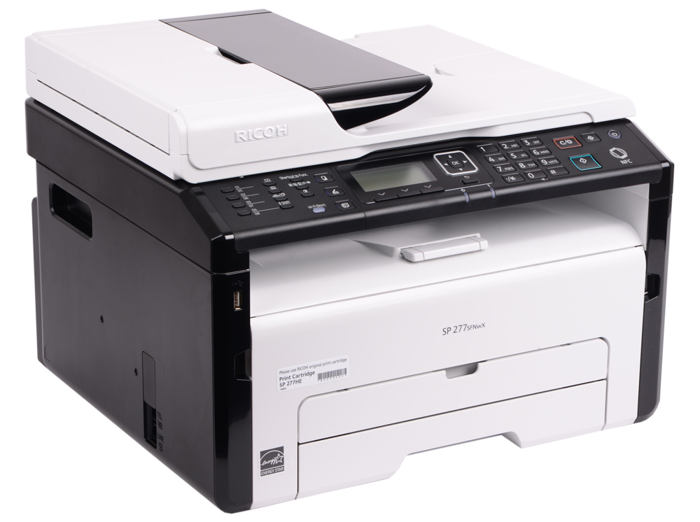 

МФУ Ricoh SP 277SFNwX A4, 23 стр/мин, 150 листов + 35 листов, NFC, Fax, USB, Ethernet, Wi-Fi, 128MB