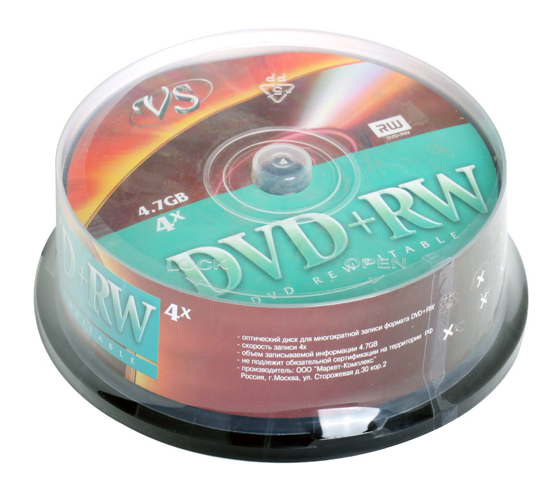 

DVD+RW VS 4.7Gb 4х 25шт Cake Box