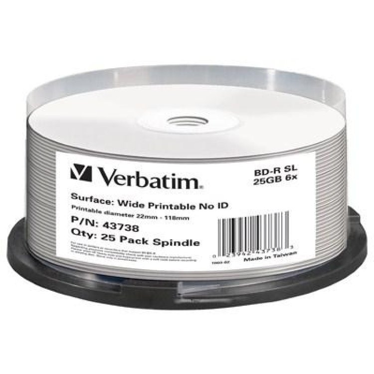 

BD-R Verbatim 25Gb 6x 25шт Cake box Printable