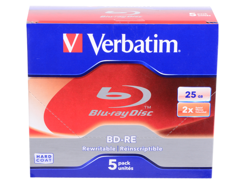 

Диски BluRay BD-RE Verbatim 25Gb 2x JewelCase 5шт 43615/43614