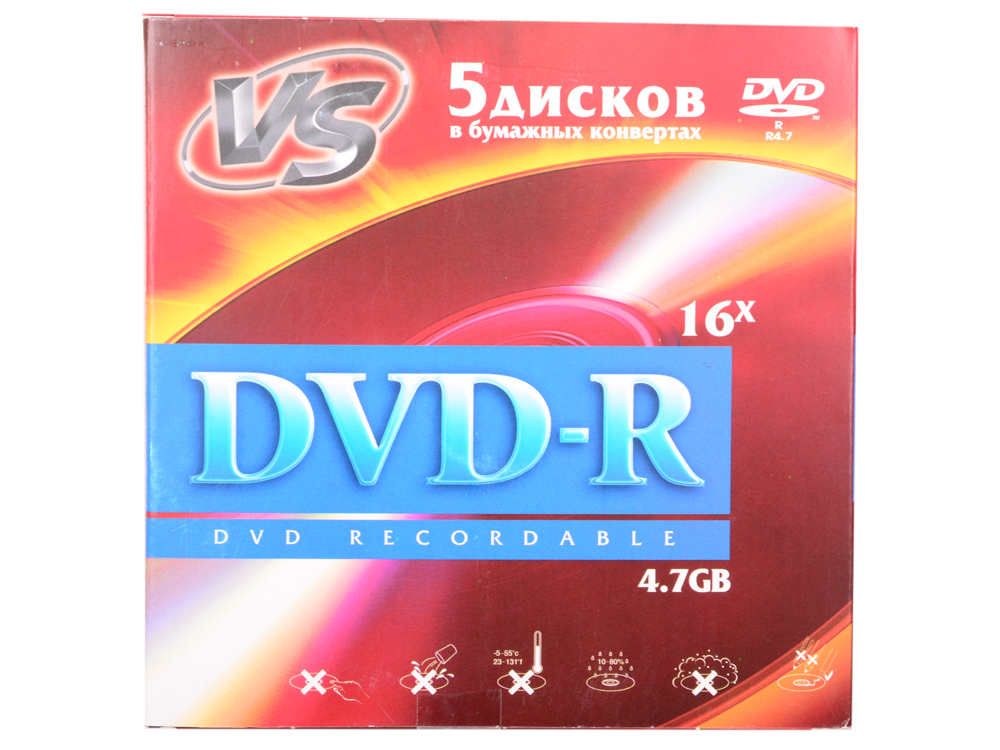 

Диски DVD-R VS 16x 4.7Gb 5шт